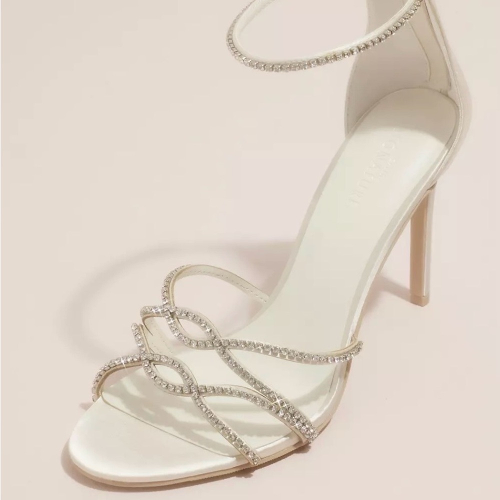 Crystal Strappy High Heels- White